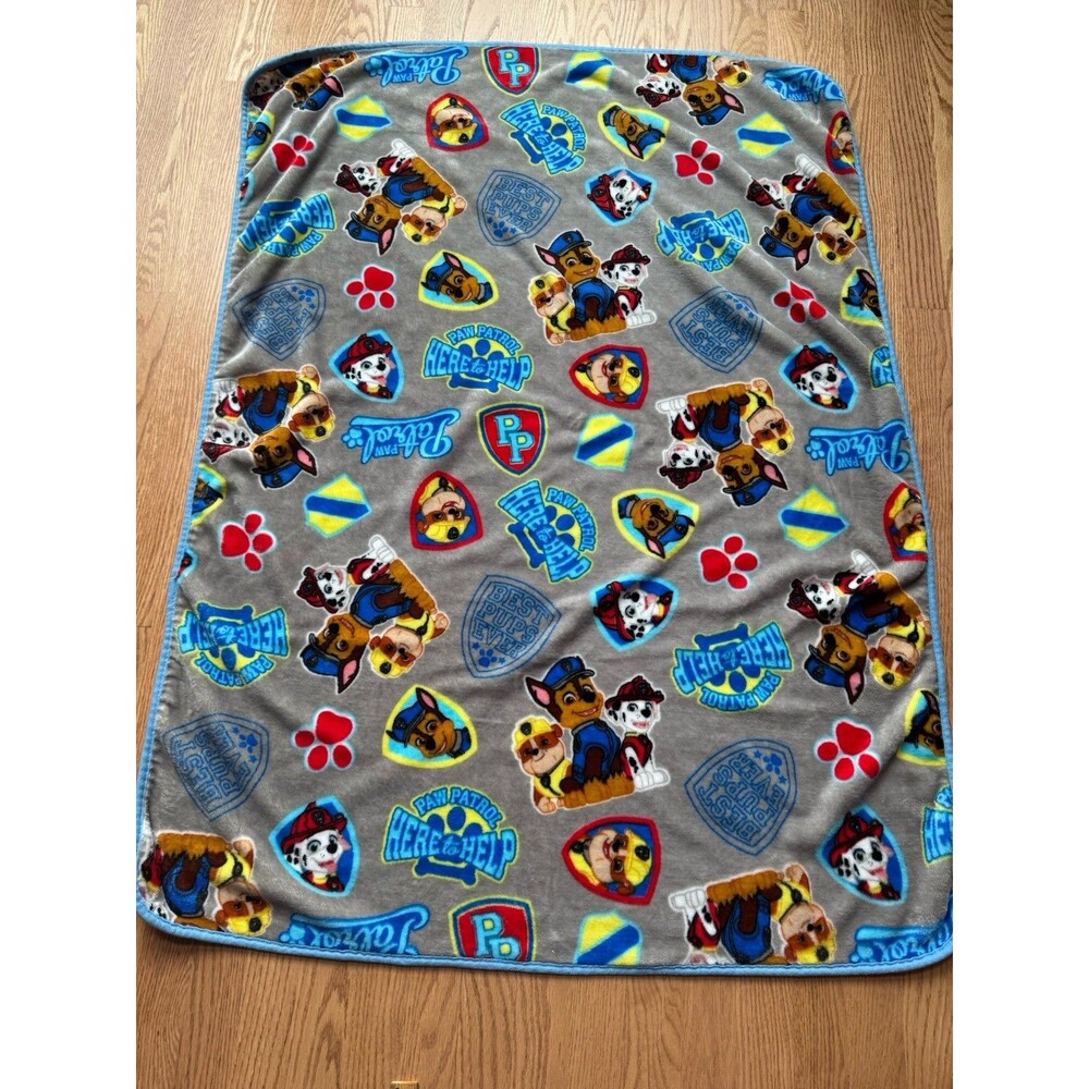 Paw Patrol Here To Help Rubble Chase Marshall Soft‎ Throw Fleece Blanket Blue